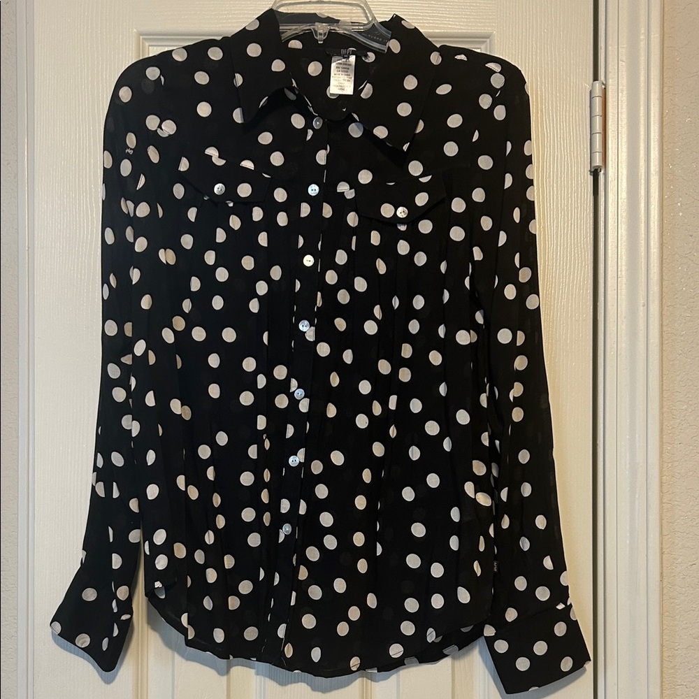 Polka Dot Button-Up Blouse